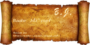 Baahr József névjegykártya